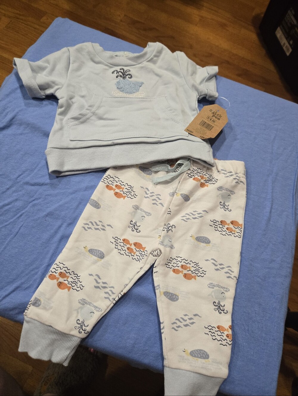 Baby Blue Whale Pajama Set - 2-Piece 3-6 Months